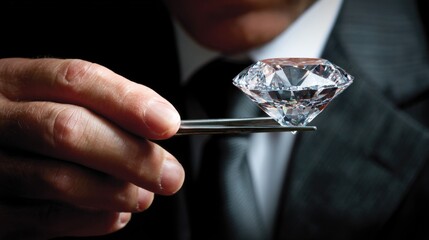 Businessman holds a diamond