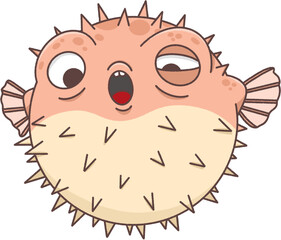 A colored drawing version of a cheeky puffer fish - for decoration © B. Bowy
