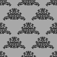 Black floral pattern on grey background