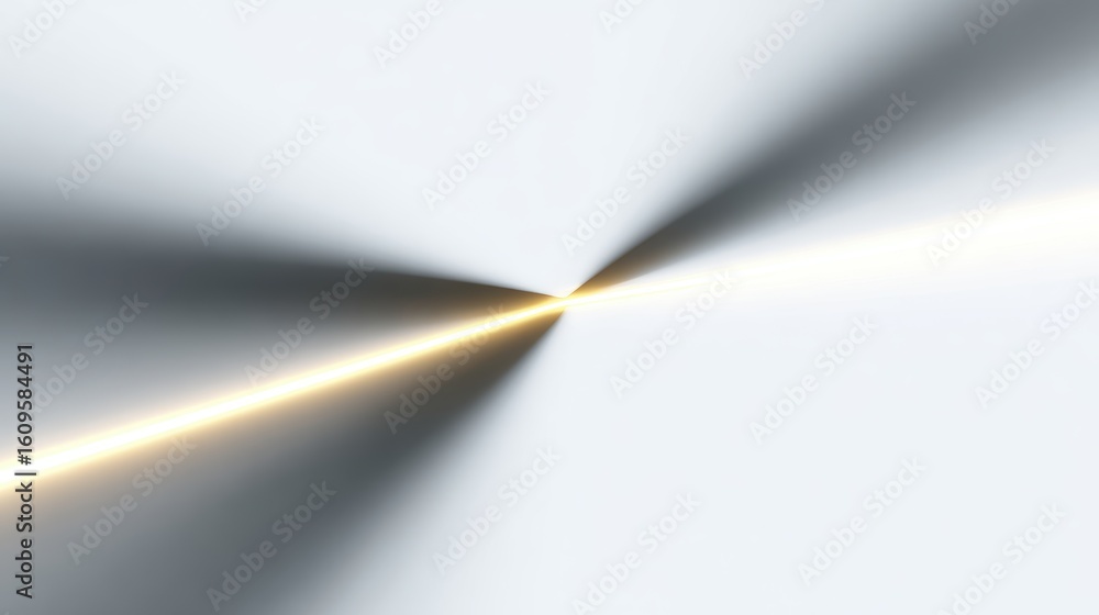 Poster three distinct, glowing lines converging into a single point, isolated on a pure white background. c