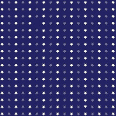 Seamless star pattern with white stars on a blue base, inspired by American themes, ideal for fabric design, digital prints, gift wrap, and creative USA-themed 