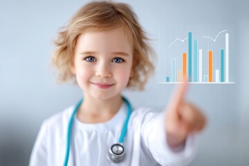 Young doctor pointing at growth chart analyzing medical data
