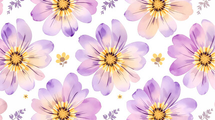 Watercolor floral seamless pattern with colorful flowers , leaves and branches	
