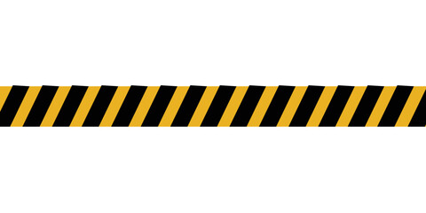 Warning tape with yellow and black diagonal stripes. Warning tape and police line. Warning danger tape. Restriction tape. Seamless line.