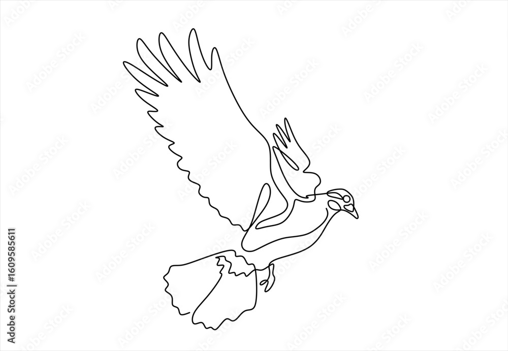 Aufkleber one continuous line drawing of flying up dove. bird symbol of peace and freedom in simple linear sty