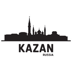 Fototapeta premium Kazan skyline horizontal banner. Kazan, Russia. Vector template for your design. Vector black silhouette. with white background