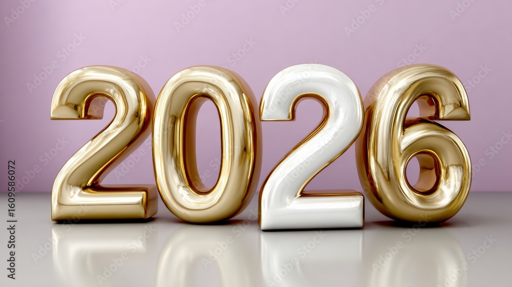 Aufkleber set of gold and white letters spelling out the number twenty-six. the letters are made of foil and a