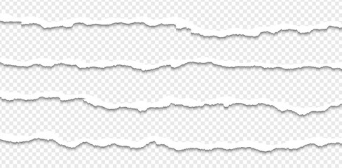 Ripped paper strips with rough torn edges