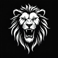 Obraz premium Wild Animal Roaring in Monochrome logo