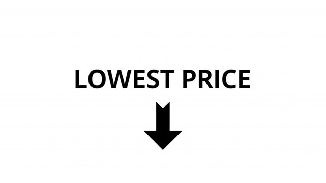 Simple graphic showing lowest price with downward arrow.
