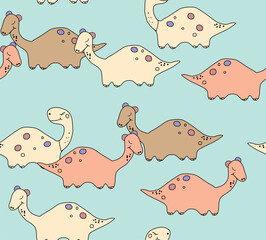 illustration vector, cute dinosaur seamless pattern for kids, abstract funny cartoon texture wallpaper design 