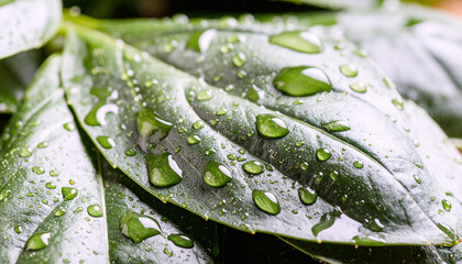 green leaf with water drops
