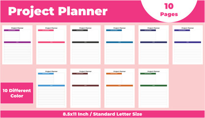 Project Planner, KDP interior, Planner, journal, tracker, logbook