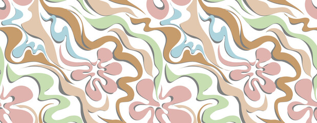 Seamless abstract pattern. Hand draw doodle flowers pattern.