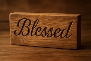 Blessed Word Wood Block Scripture Spiritual Message Faith Inspiration Hope