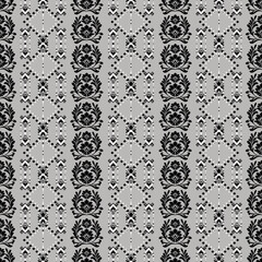 black and white seamless pattern, flowers standing band