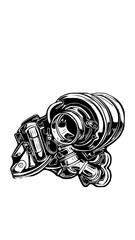 Turbocharged motorcycle engine detail