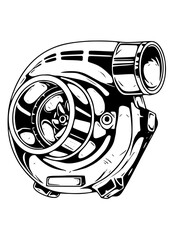 Turbocharger engine part illustration