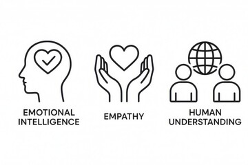 Emotional Intelligence Empathy Line Icons Human Connection Understanding Mental Health Wellness