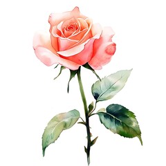 Elegant Peach Rose Watercolor Painting: Romantic, Delicate, and Serene Floral Illustration