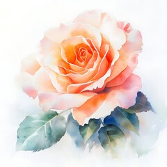 Peach Rose Watercolor Painting: Soft, Romantic, Elegant Floral Art