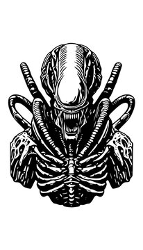 Alien monster face illustration