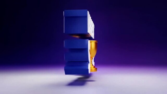 Biggest sale text with a golden trophy cup inside the zero, against a dark purple gradient background.
