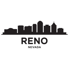 Fototapeta premium Reno skyline horizontal banner. Reno, Nevada. Vector template for your design. Vector black silhouette. with white background