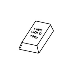 A simple illustration depicts a gold bar, a symbol of wealth and investment, representing value, finance, and economic concepts on a plain white backdrop.