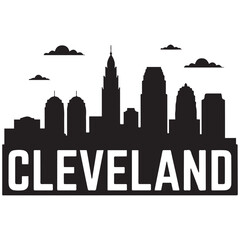 Obraz premium Vector Cleveland skyline. Travel Cleveland famous landmarks. Business and tourism concept for presentation, banner, web site. Vector black silhouette. with white background
