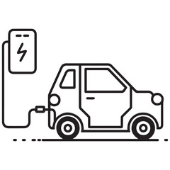  A simple black and white line drawing icon of an electric vehicle charging station. 