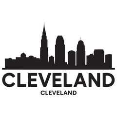Fototapeta premium Vector Cleveland skyline. Travel Cleveland famous landmarks. Business and tourism concept for presentation, banner, web site. Vector black silhouette. with white background