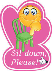 Sit down, please. Classroom Sign – Cute Emoji Educational Poster for Kids 