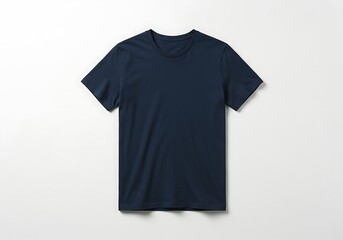 Naklejka premium Navy blue short-sleeved t-shirt against a white background.