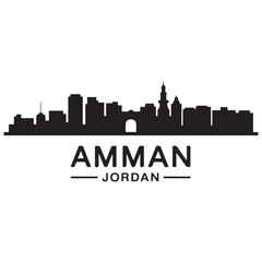 Obraz premium Amman skyline horizontal banner. Amman City, Jordan. Vector template for your design. Vector black silhouette. with white background