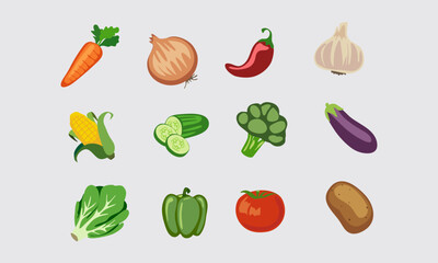 set of vegetables isolated
