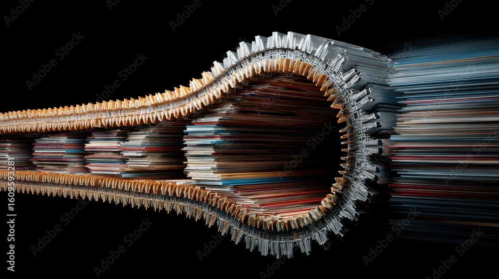 Aufkleber abstract gear made of books turns slowly to symbolize continuous self-development and the pursuit of