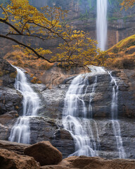 Cikanteh Waterfall is a breathtaking natural wonder, with crystal-clear waters cascading down a...