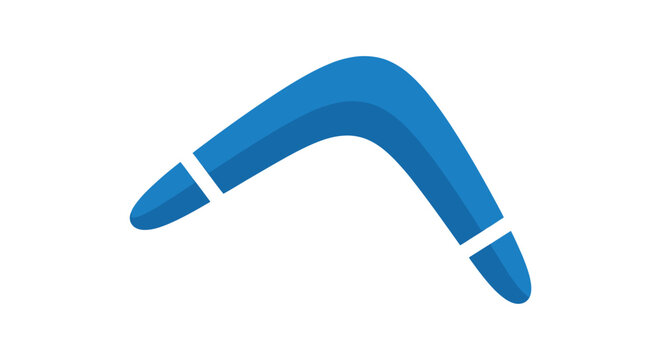 Stylized blue boomerang icon with a curved shape and segmented tips.