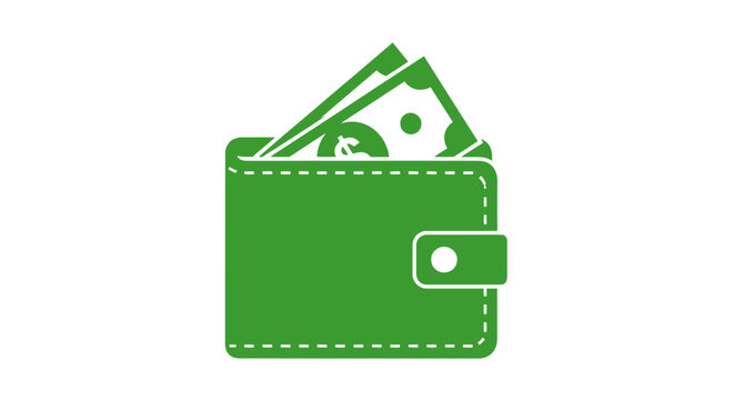 green wallet with money, finance concept clip art preview
