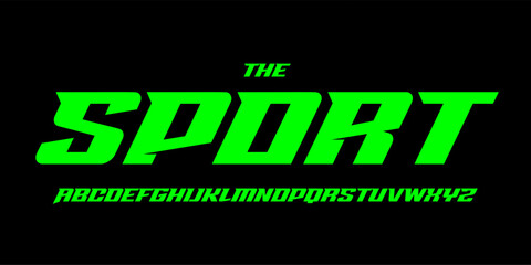 Obraz na płótnie Canvas Bold italic font with sharp angled cuts, neon cyber energy, futuristic drive, fast motion built for esports, racing, automotive branding, action headlines, aggressive movement, speed game typography