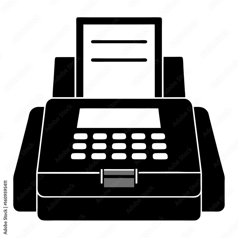 Poster fax machine vector in minimal style for office themes
