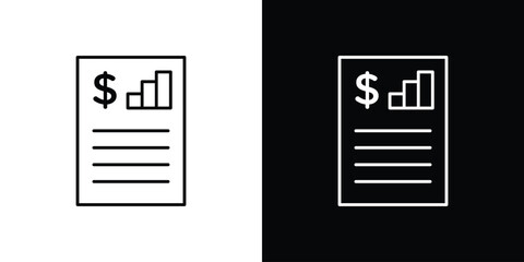 Financial report icon. Editable stroke line icons