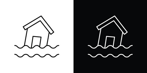 Flood icon. Editable stroke line icons