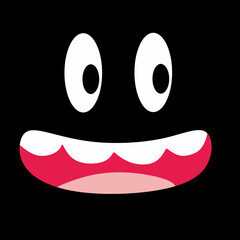 Cartoon Style Funny Square Face with Big Eyes and Wide Smile Illustration