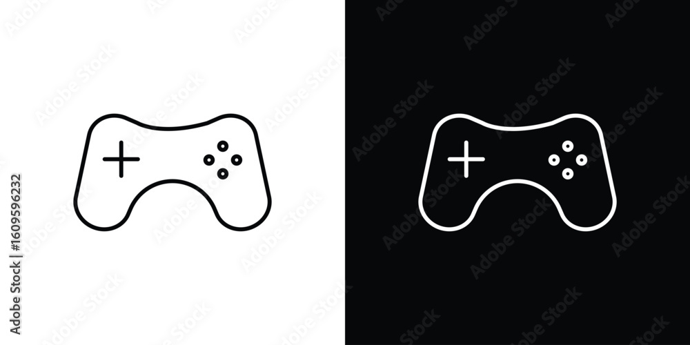 Poster game controller icon. editable stroke line icons