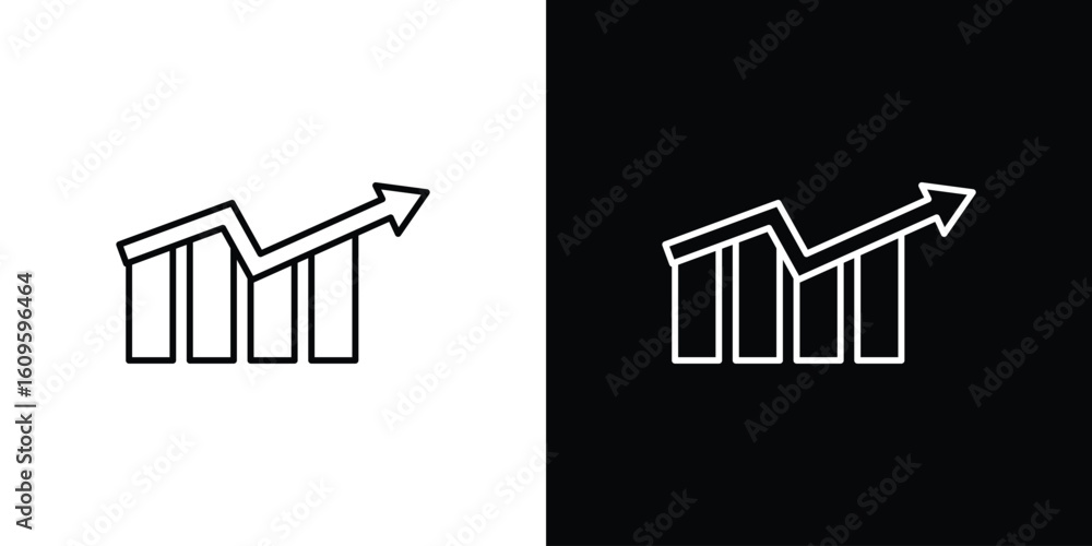 Poster growing graph icon. editable stroke line icons