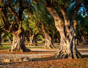 Ancient olive trees in a sunlit grove (1)