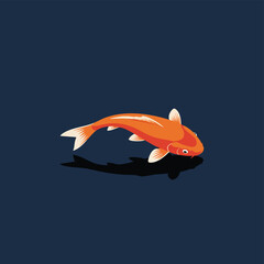 Elegant orange koi fish illustration with a dark reflection.