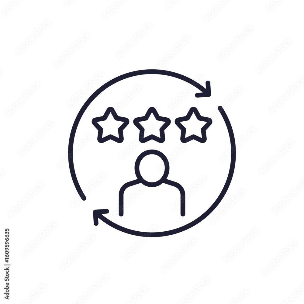 Poster feedback loop line icon with customer